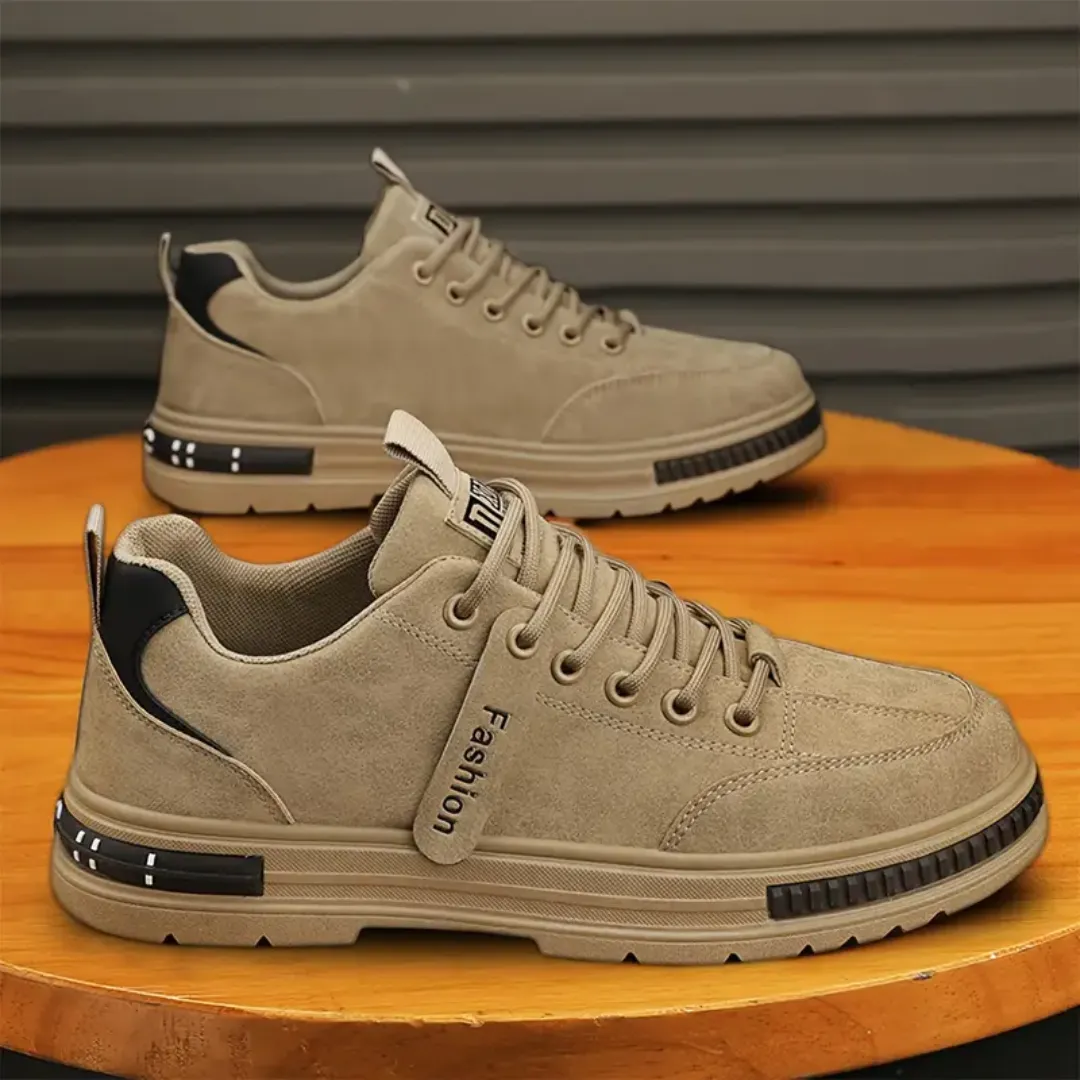 Fashion Men's Rugged Sole Sneakers in khaki suede - Image 3