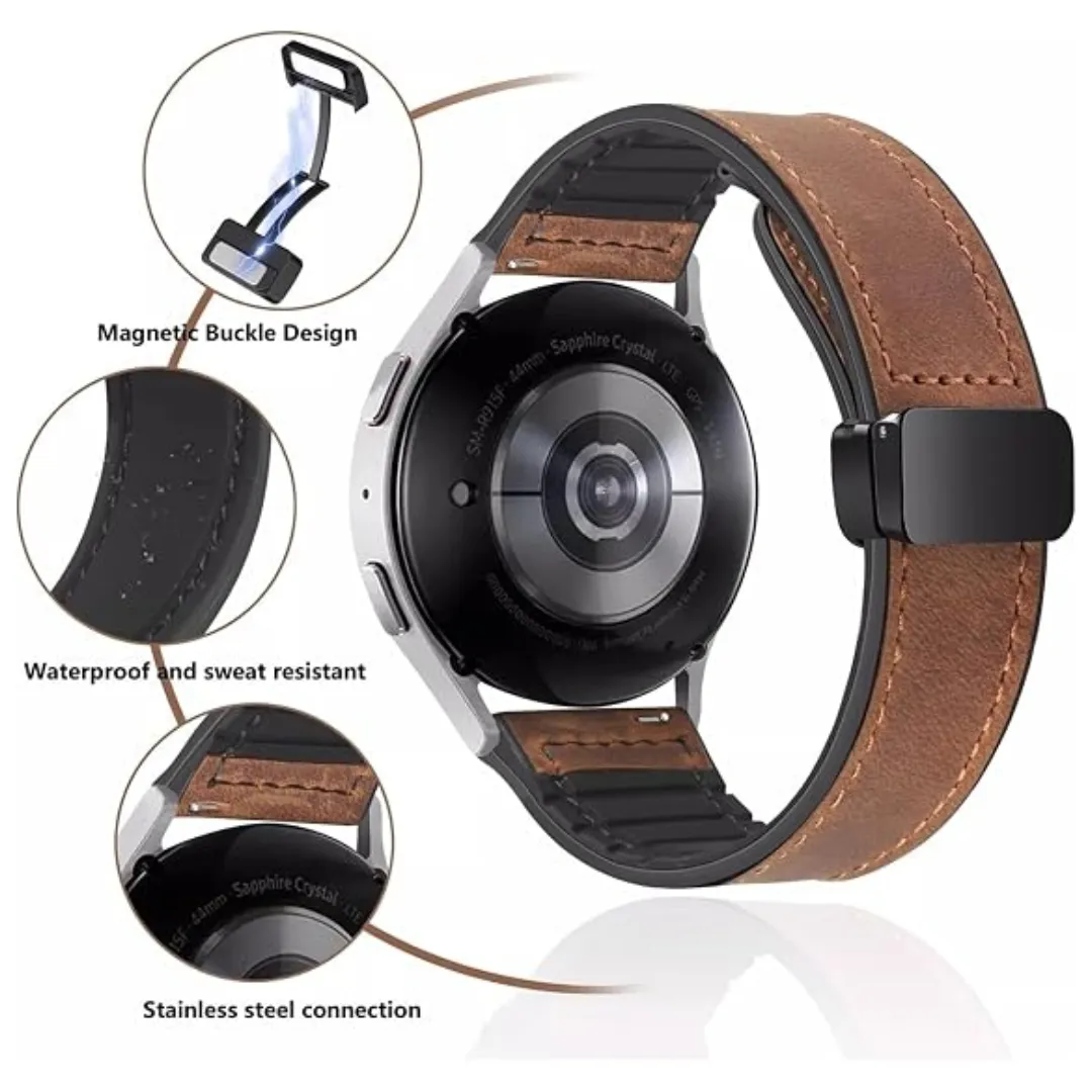 Premium 20mm Synthetic Leather Watch Strap Compatible with Samsung Galaxy Watch 7/6/5/4, Watch 6 Classic, Watch 5 Pro & Active 2 - Image 2