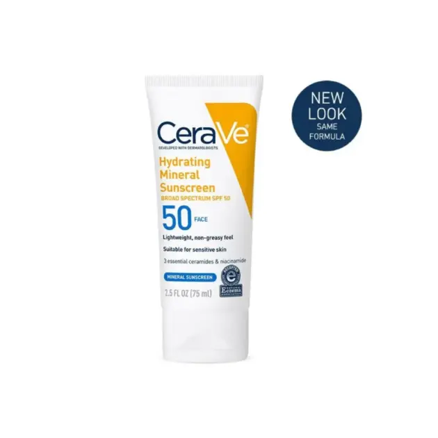 CeraVe Hydrating Mineral Sunscreen Broad Spectrum SPF 50 75ml